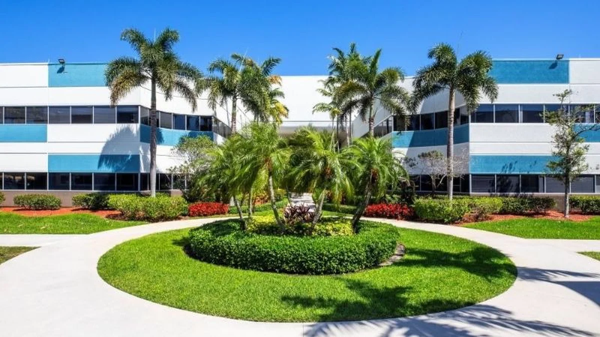The courtyard between the North 40 office buildings in the Park at Broken Sound, Boca Raton.