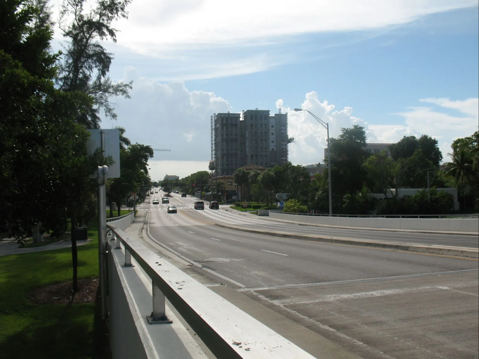 Palmetto Park Road, Boca Raton's main east-west road, looking west from its bridge over the Intracoastal Waterway
