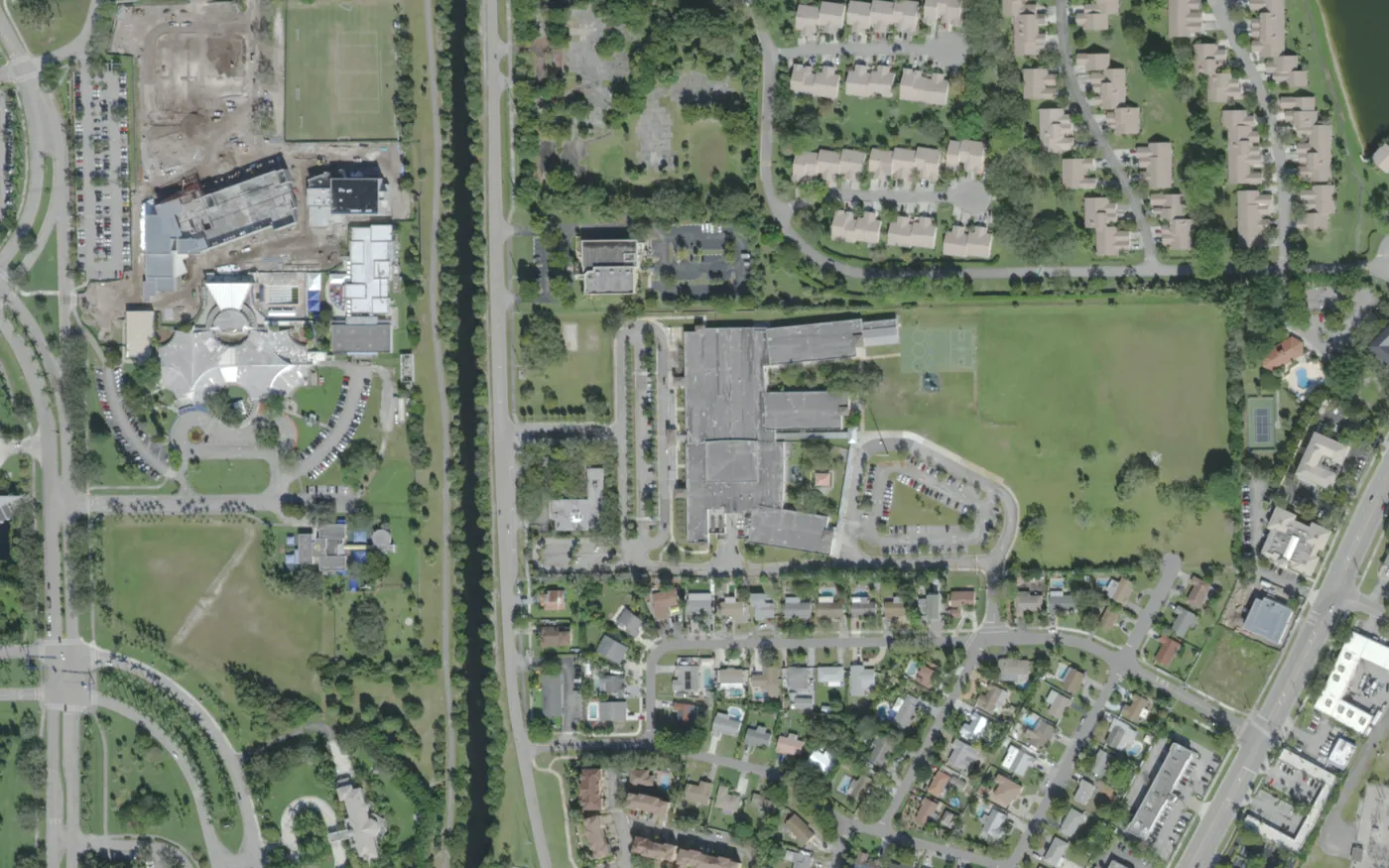 J.C. Mitchell Elementary's campus on NW Fifth Avenue in Boca Raton, seen from the air