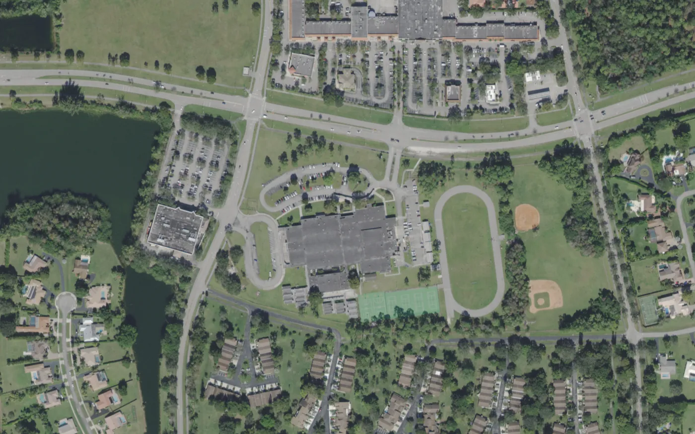 Loggers' Run Community Middle's campus on West Palmetto Park Road in west Boca Raton, seen from the air