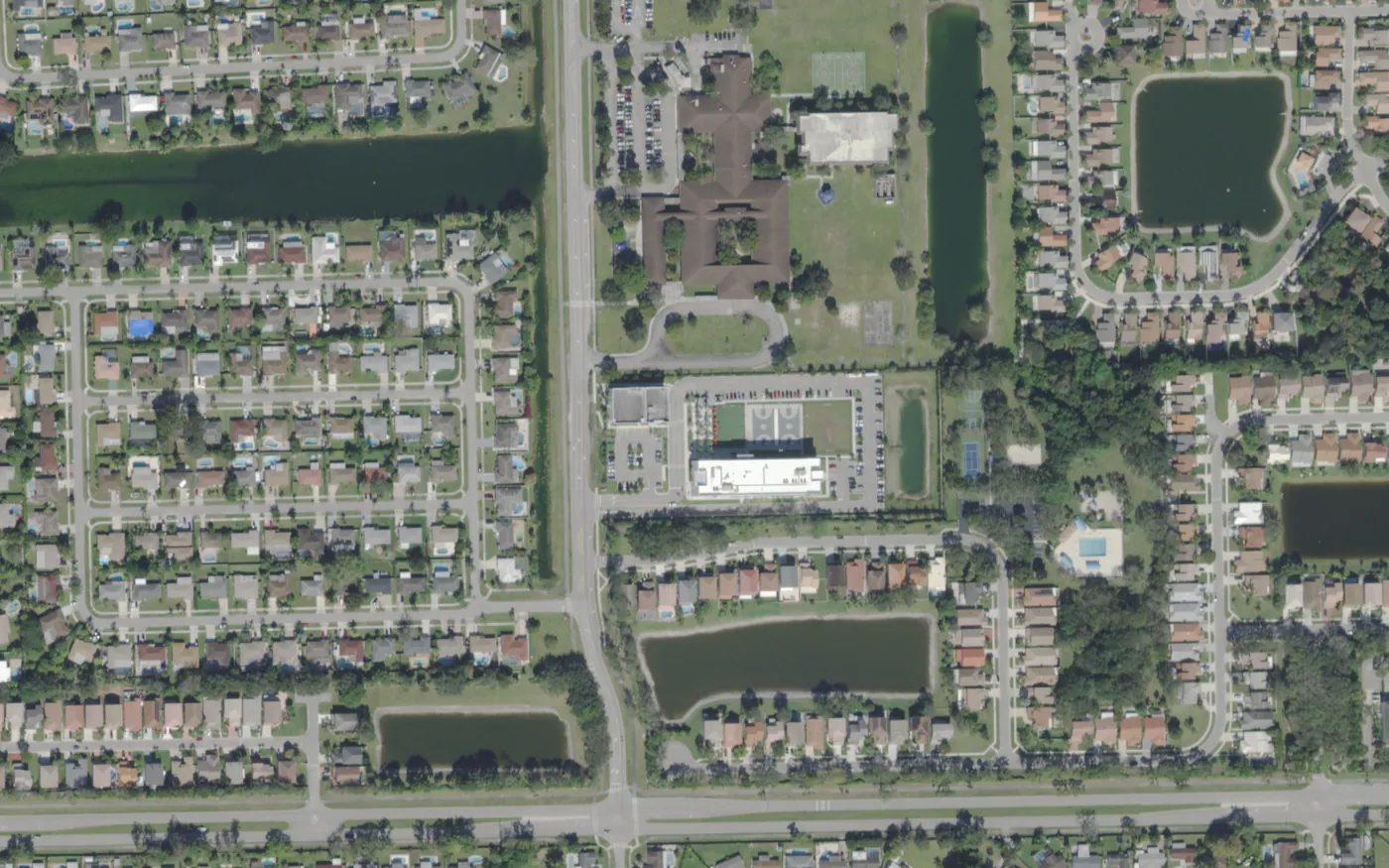 The area around SLAM Boca and Coral Sunset Elementary on Hammock Street in west Boca Raton, seen from the air