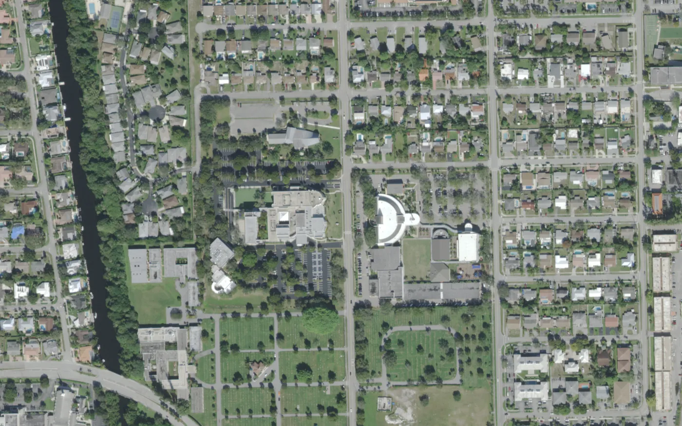 The neighborhood around Somerset Academy Boca on SW Fourth Avenue in Boca Raton, seen from the air