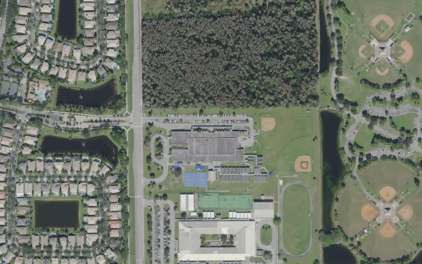 Sunrise Park Elementary's campus on Coral Ridge Drive in west Boca Raton, seen from the air