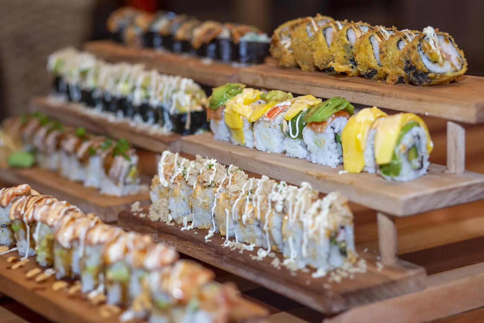 Sushi rolls on a plate. The photo was not taken at a Boca Raton restaurant.