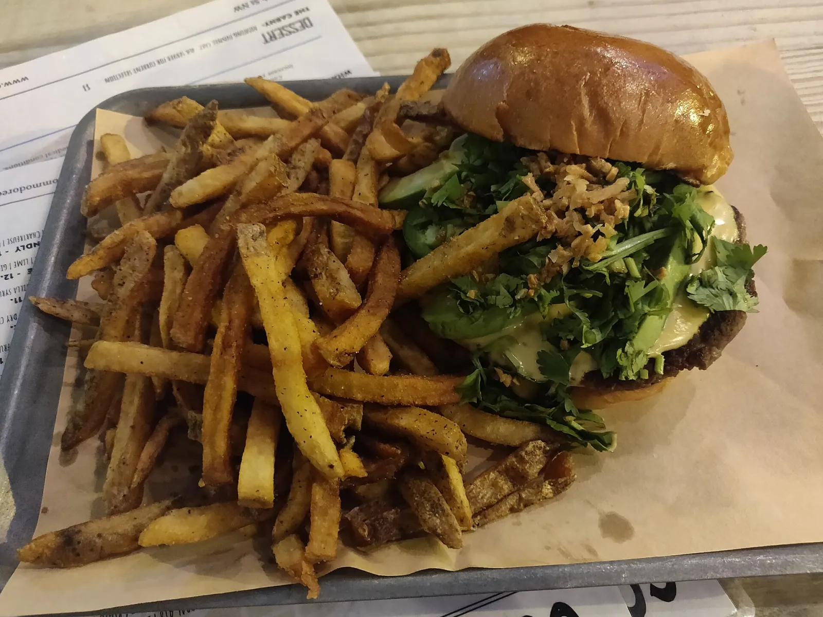 A cheeseburger and fries. The photo was not taken at a Boca Raton restaurant.